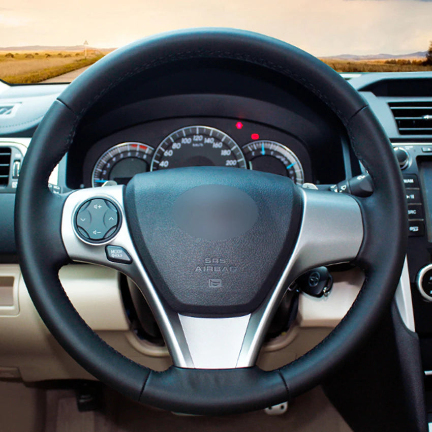 Black Natural Leather Car Steering Wheel Cover for Toyota Camry 2012 Venza 2013