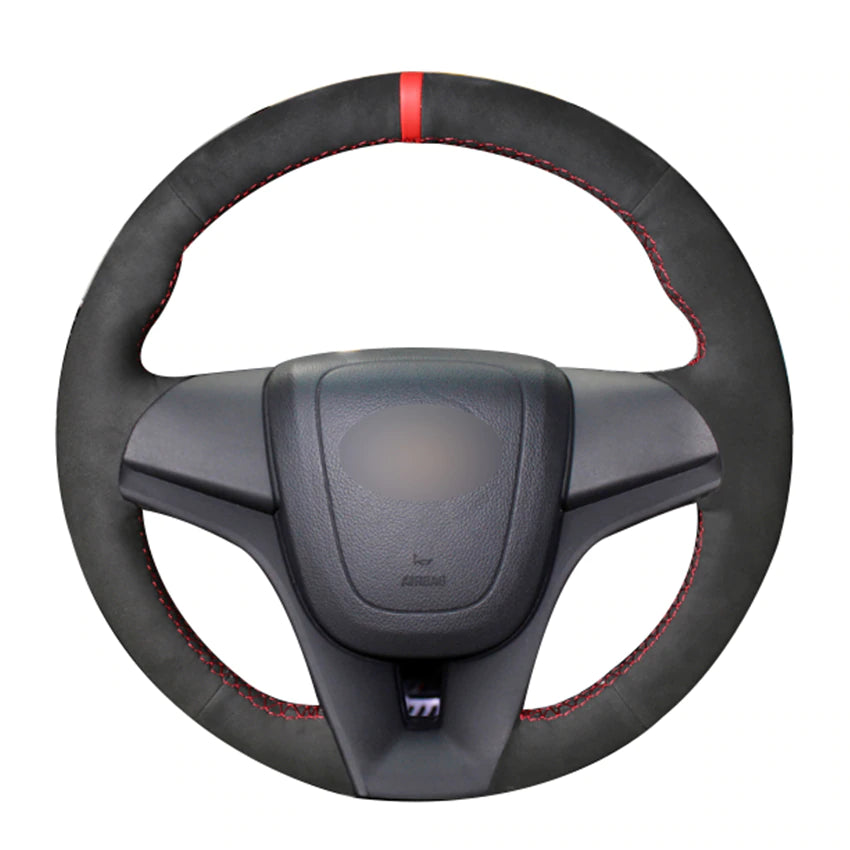 Black Suede Red Marker Car Steering Wheel Cover for Chevrolet Cruze 2009-2014 Aveo 2011-2014 Holden Cruze 2010