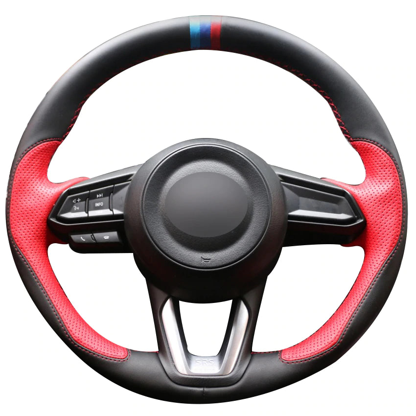 Black Leather Red Leather Car Steering Wheel Cover for Mazda 3 Axela 2017 Mazda 6 Atenza 2017 2018 CX-5 CX5 2017 Mazda CX-9 2016
