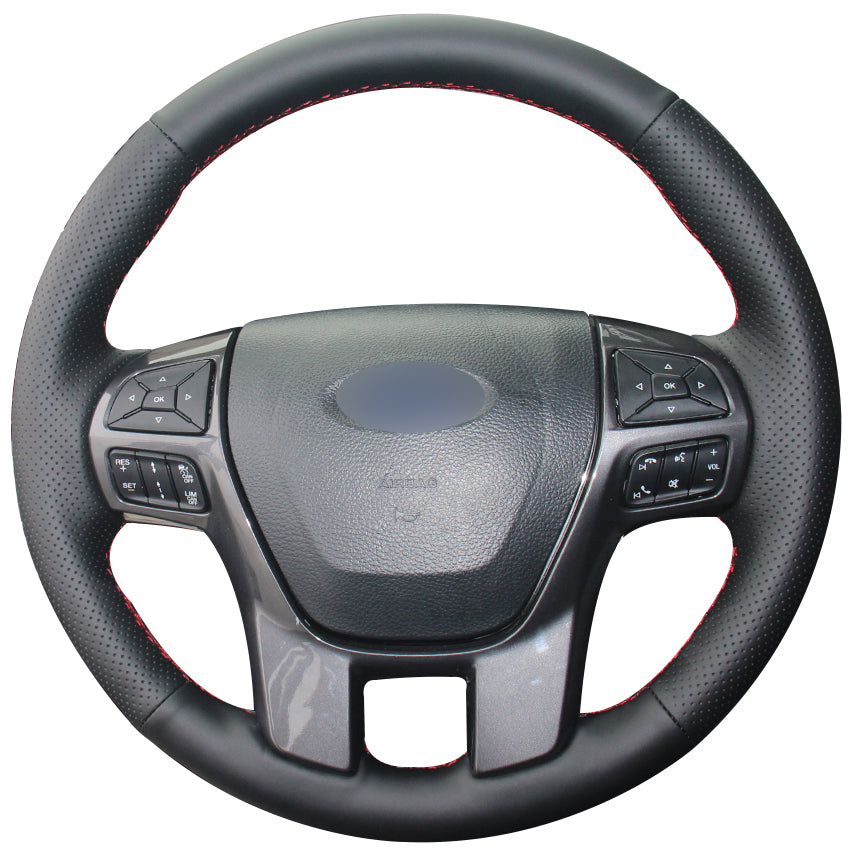Black Synthetic Leather Car Steering Wheel Cover for Ford Ranger Everest 2016