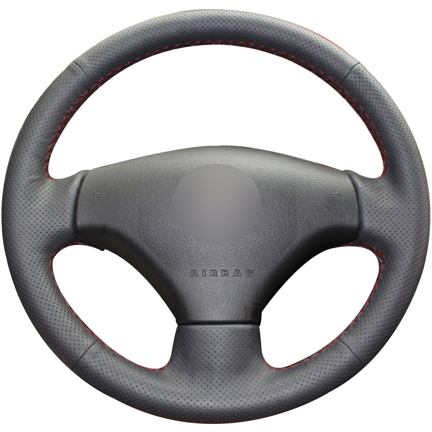 Black Natural Leather Car Steering Wheel Cover for Peugeot 206 2007-2009 Peugeot 207 Citroen C2