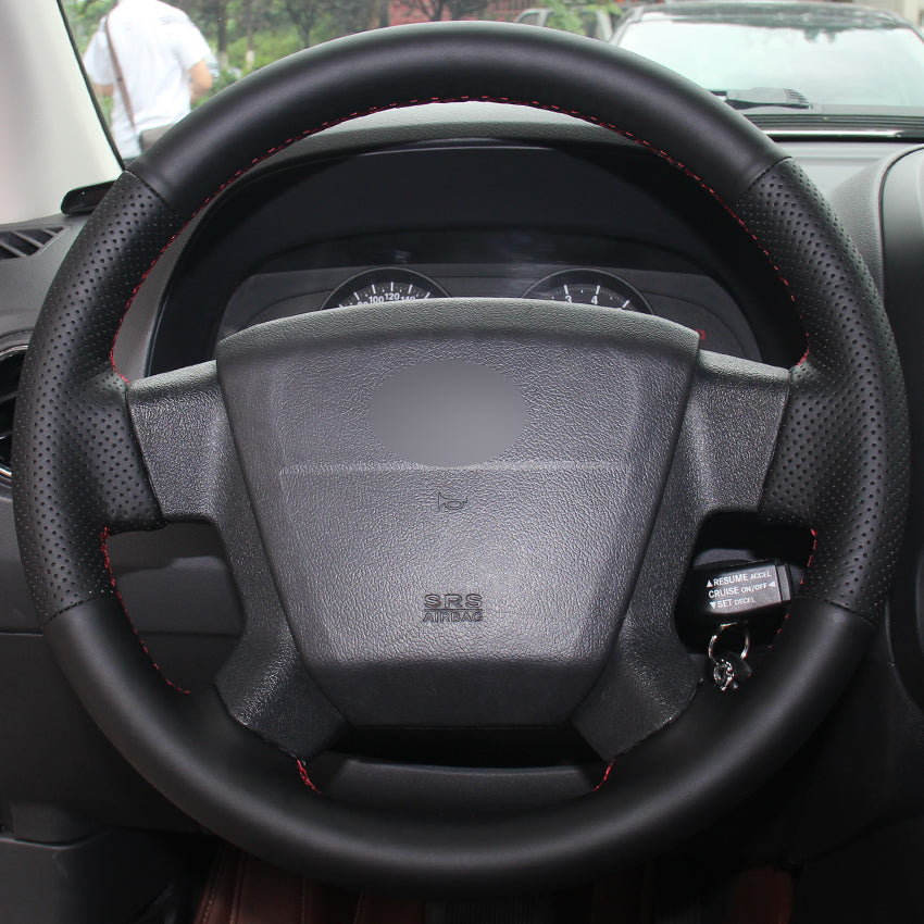 Black Natural Leather Car Steering Wheel Cover for Jeep Compass 2006-2010 Old Patriot 2007-2010