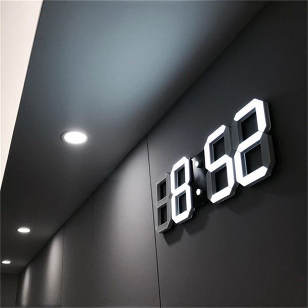 3D LED Design Modern Wall Digital Alarm Cloc Home Living Room Office Table Desk Night Clock Display k