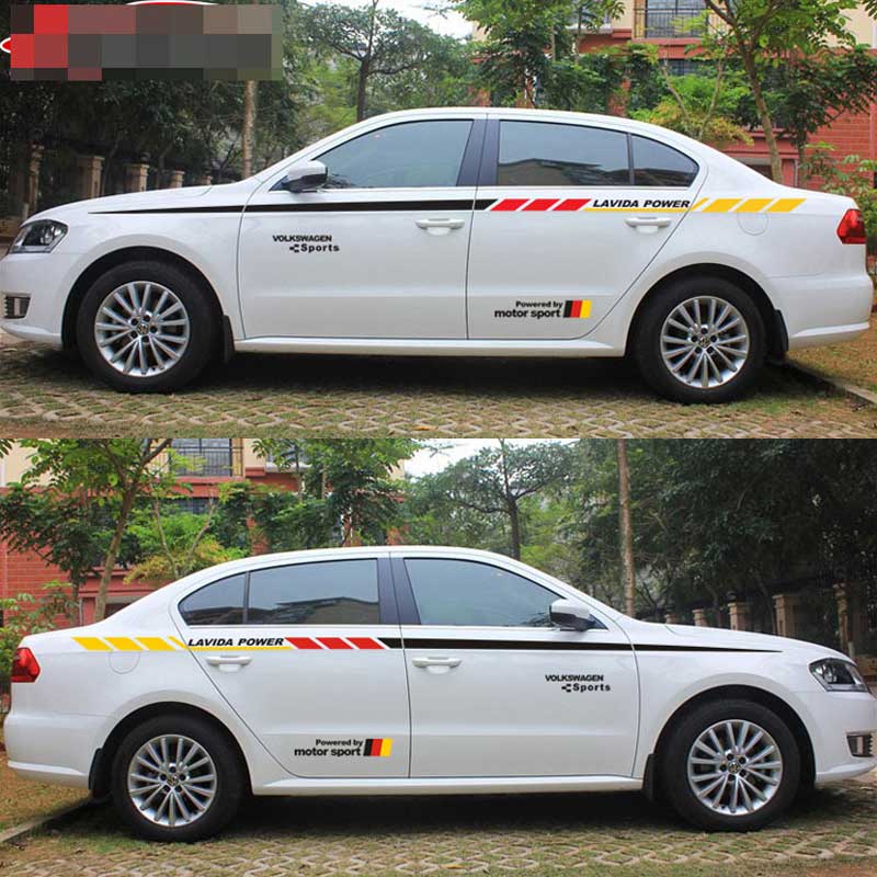 2PCS-Set Car Cover Decals waist vehicle stickers scratching Body Stickers