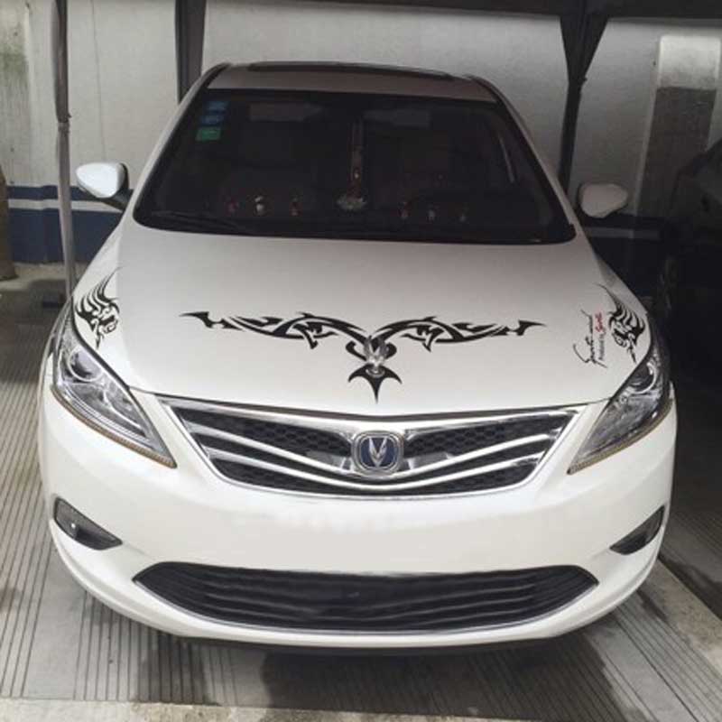 Car Sticker Reflective Covering Engine Cover Flame Sports Tape Decal