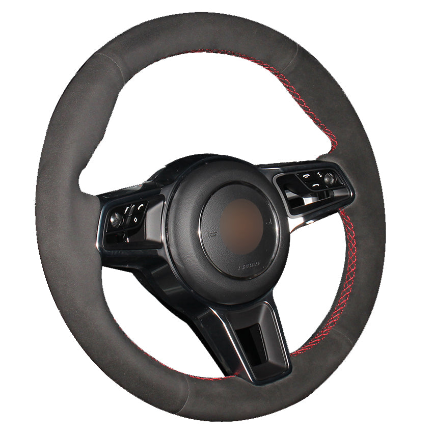 Black Suede Car Steering Wheel Cover for Porsche Macan Cayenne 2015 2016