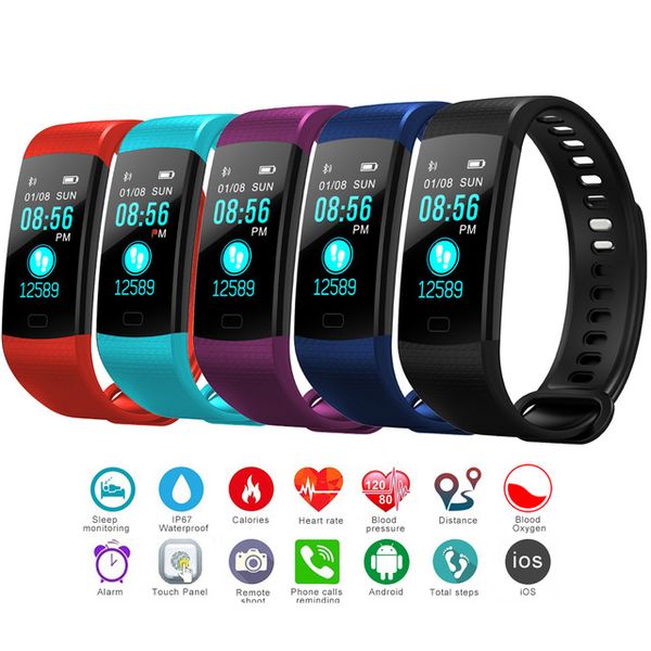 Y5 Smart Watch Blood Oxygen Heart Rate Monitor Fitness Tracker Smart Wristwatch Waterproof Camera Smart Bracelet For iPhone iOS Android