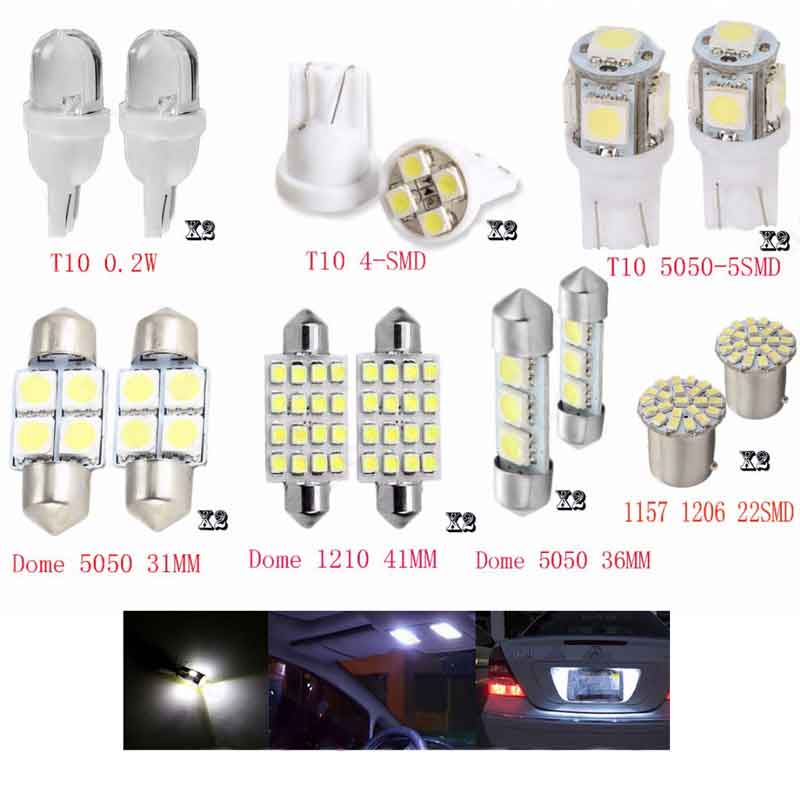 14pcs-lot LED 1157 T10 31 36mm Car Auto Interior Map Dome License Plate Replacement Light Kit White Lamp Bulbs