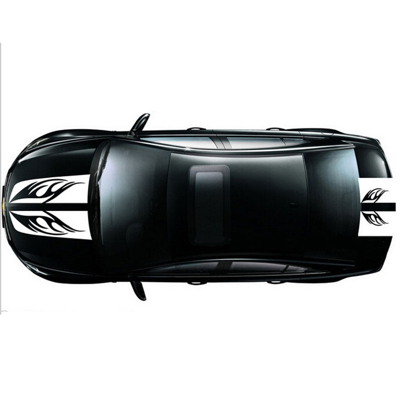 CAR 2PCS Hood Cover Tail Sticker Striped Flame Engineered Car Strap Flush Decal
