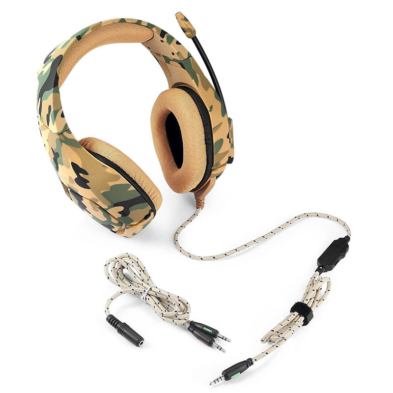 Game headphones Classic style camouflage color profession E-sport headsets wired control with Soft micphone bass stereo denoise HD Voice