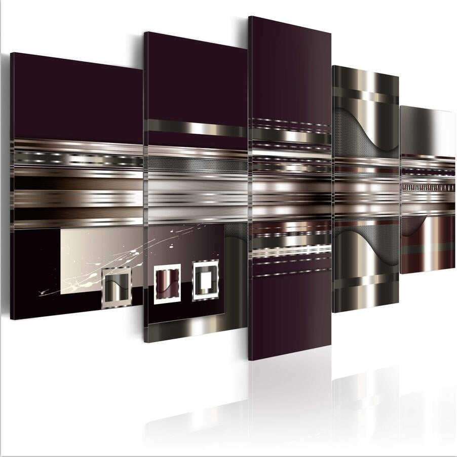 5 Panels Hot Canvas Print Striped Silver Landscape Poster Modern Home Wall Decor Painting Canvas Printing Art HD Print Painting