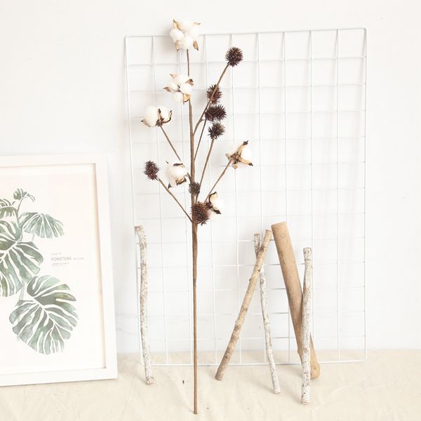 6 heads simulation cotton branches dried flower artificial plants home road lead plants wedding wall decoration fake flower
