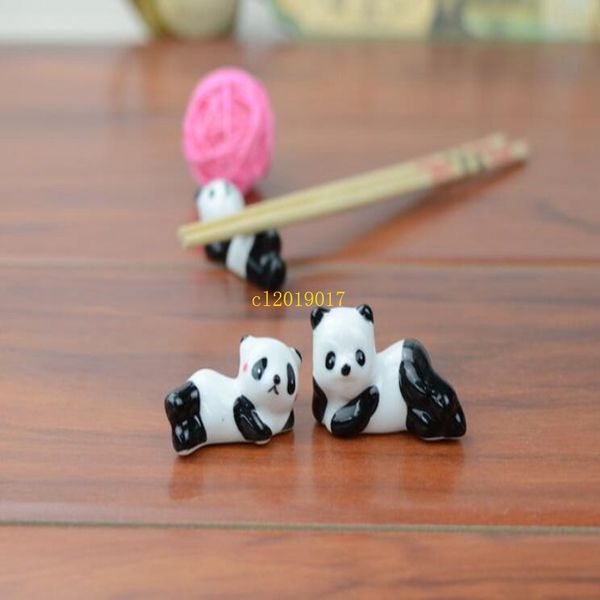 200 Pieces Ceramic Panda Chopsticks Stand Holder Porcelain Spoon Fork Knife Rest Rack Restaurant Table Desk Decor
