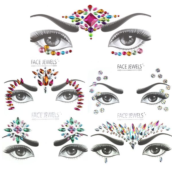 Women&#039;s Fashion Crystal Face Body Jewels Festival Party Glitter Eyebrow Eye Stickers Tattoo Fancy Makeup Christmas Xmas Decor