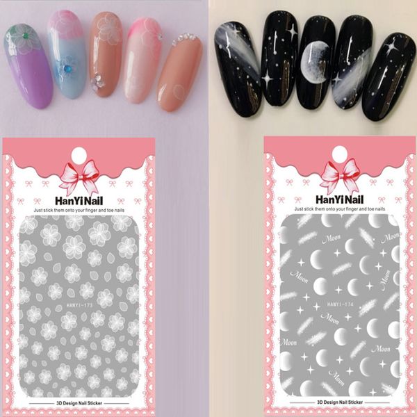 3d Nail Sticker Japanese Sticker Decals Tips Stars Moon Nail Art Charm Design Back Adhesive Tips Flower Stickers Art Decoration