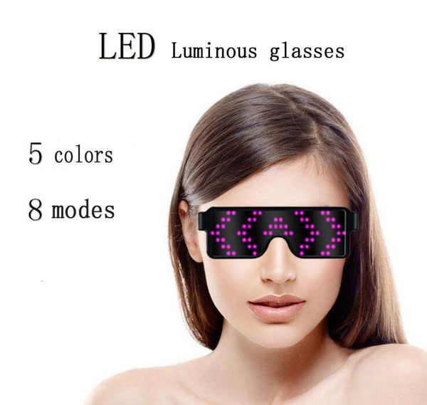 Led light glasses Judy equipment LED display Multi-function display glasses Birthday party Halloween Christmas bar shutter sunglasses Cool