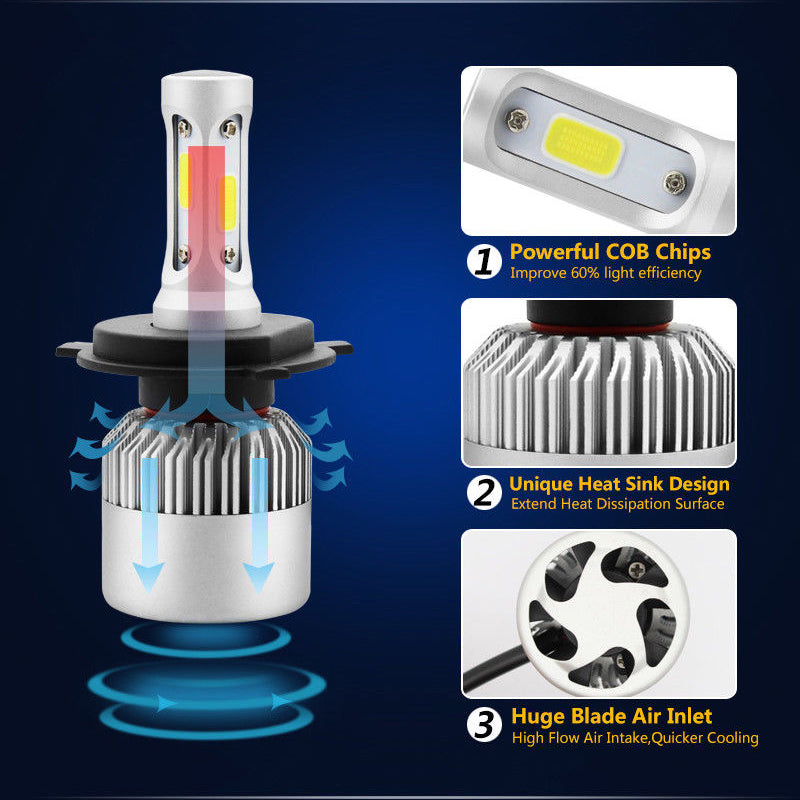 CAR COB H4 HB2 9003 820W 98400LM LED Headlight Kit Hi-Lo Power Bulbs 6500K