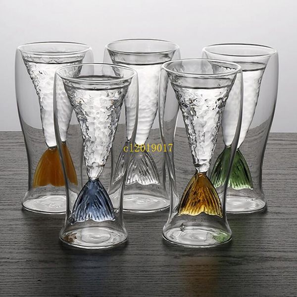 Beauty Fish Cup Fashion Creative Juice Drink Ice Cream Double Glass Red Wine Whiskey Cup