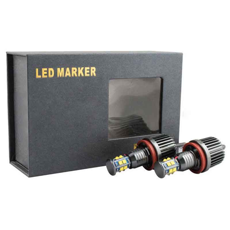 240W Total H8 LED Angel Eyes Halo Ring Light Bulbs HID Xenon 6000K For BMW