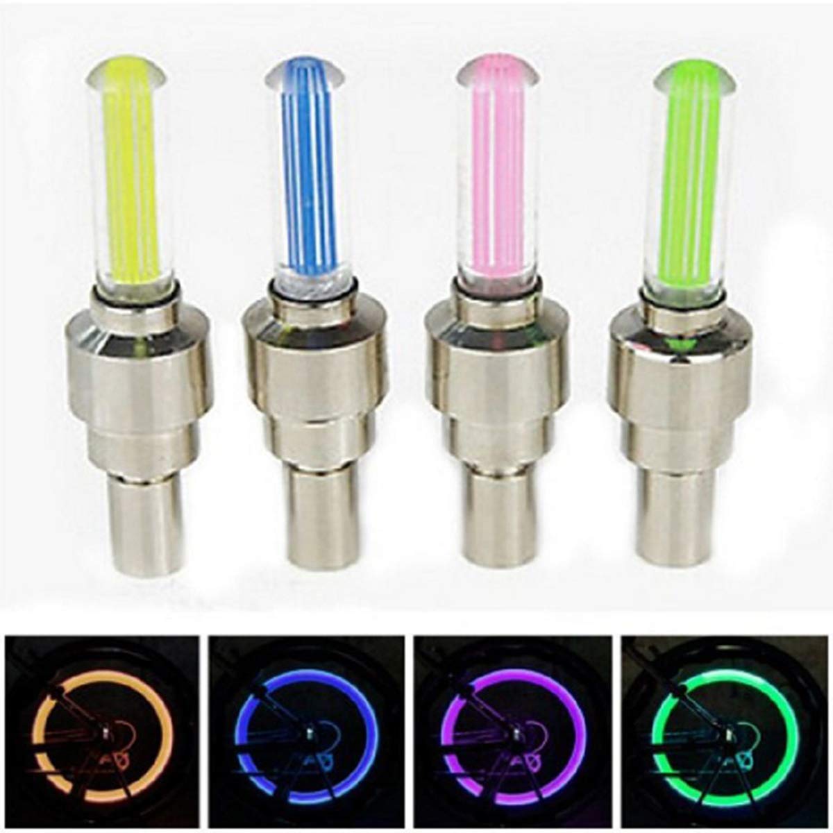 LED Bicycle Lights Wheel Tire Valve&#039;s Light Cycling Riding Sport Spoke Safety Warning Lamp Tire Valve Cap Neon Lamp LED Flash Light