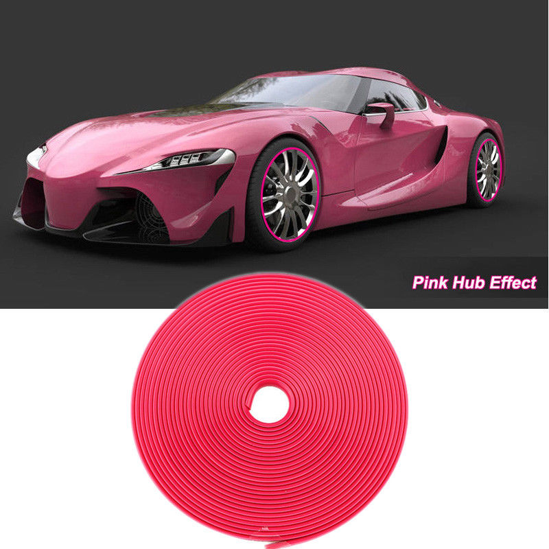 8M Car Wheel Hub Rim Edge Protector Ring Tire Strip Guard Rubber Sticker Pink