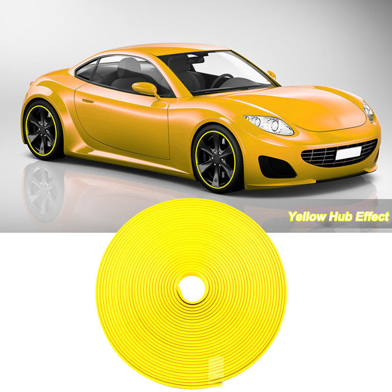 8M Car Wheel Hub Rim Edge Protector Ring Tire Strip Guard Rubber Sticker Yellow