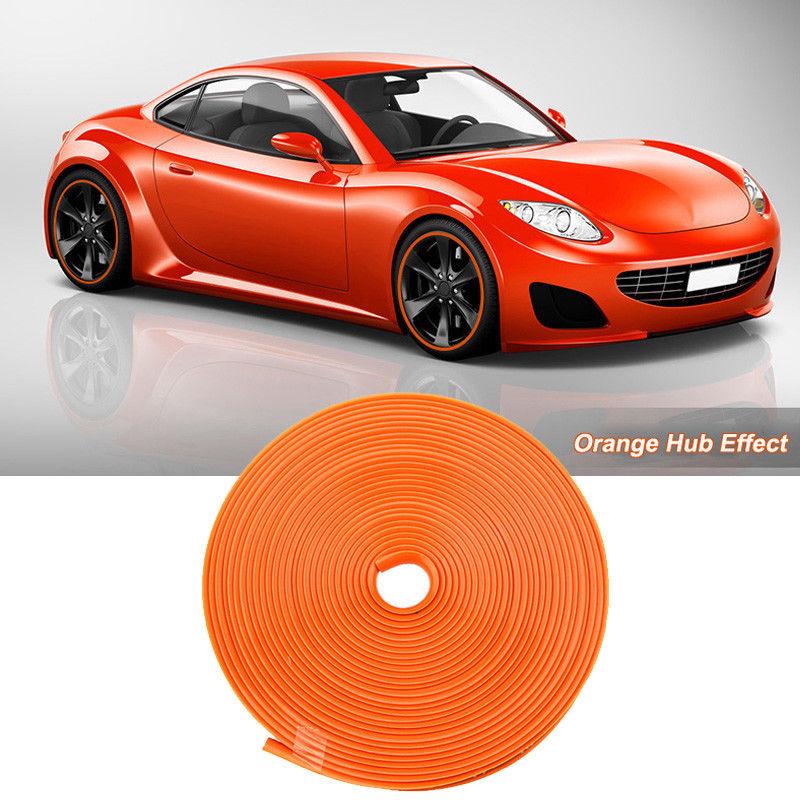 8M Car Wheel Hub Rim Edge Protector Ring Tire Strip Guard Rubber Sticker Orange