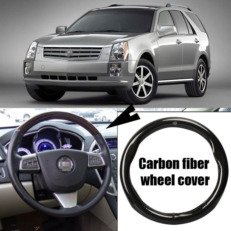 For Cadillac SRX Car Carbon Fiber Leather Steering Wheel Cover Sport Racing