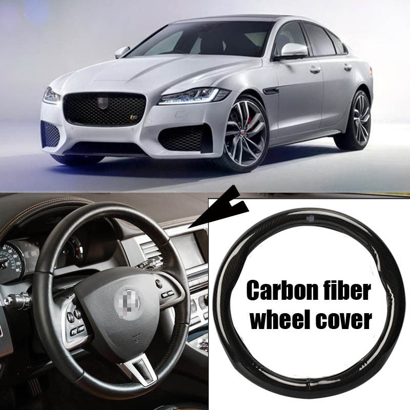 For Jaguar XF Car Carbon Fiber Leather Steering Wheel Cover Sport Racing