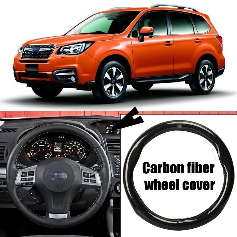 For Subaru Forester Carbon Fiber Leather Steering Wheel Cover Sport Racing Black