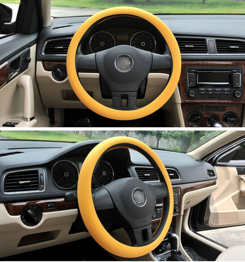 Yellow Soft Silicon Skidproof Odorless Universal Car Steering Wheel Cover