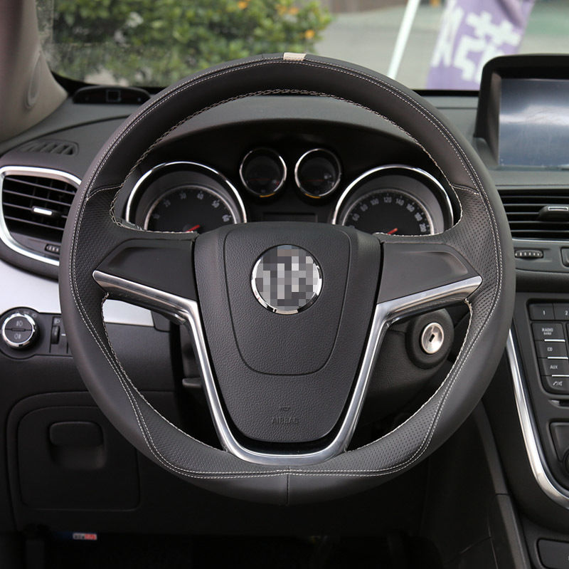 For Buick Encore Anti-Slip PVC Leather Hand-stitched Car Steering Wheel Cover