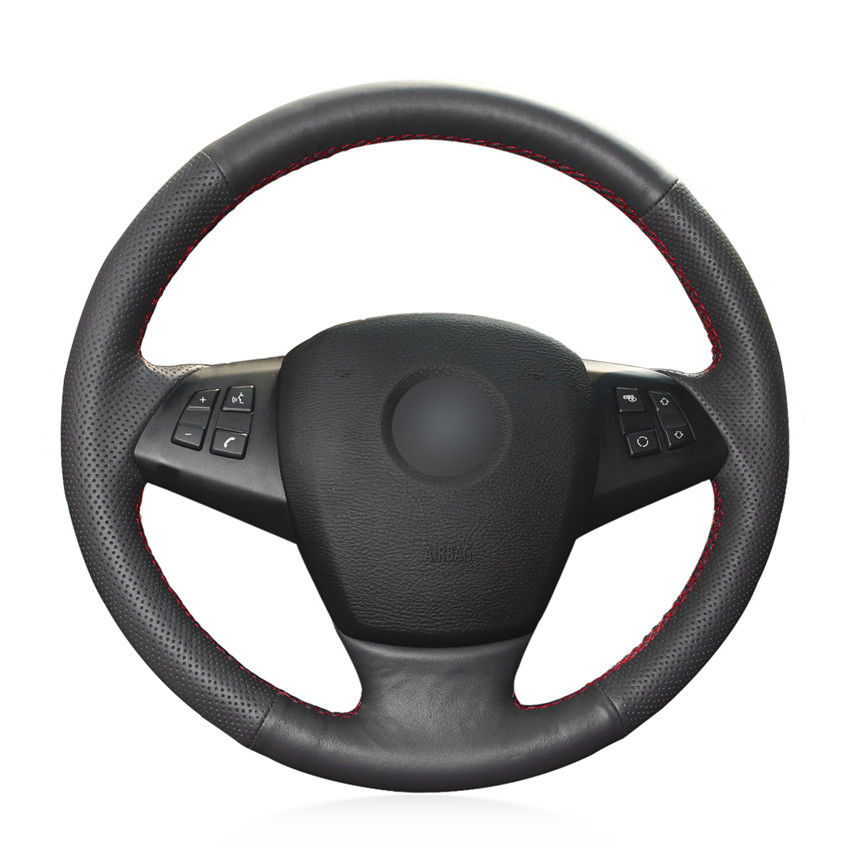 Black Artificial Leather Car Steering Wheel Cover for BMW E70 X5 2008-2013