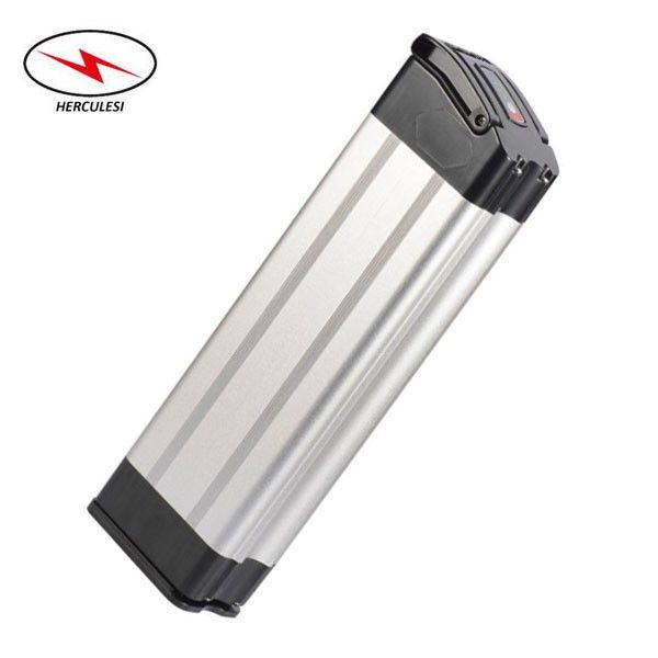Silver Fish Type 36V Lithium Battery 12ah Electric Bike Battery in 18650 Cell with 15A BMS 2A Charger Aluminum Case