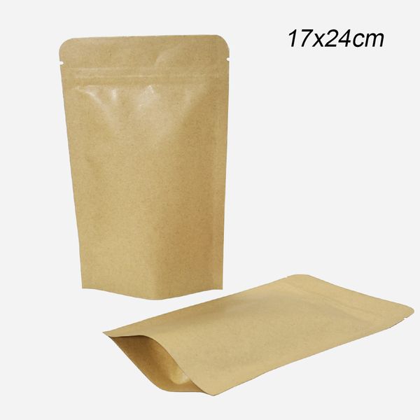 25pcs-lot Dried Fruit Food Storage Kraft Paper Bag Grip Seal Mylar Foil Packing Bag Snack Cookie Candy Packaging Pouch 17x24cm