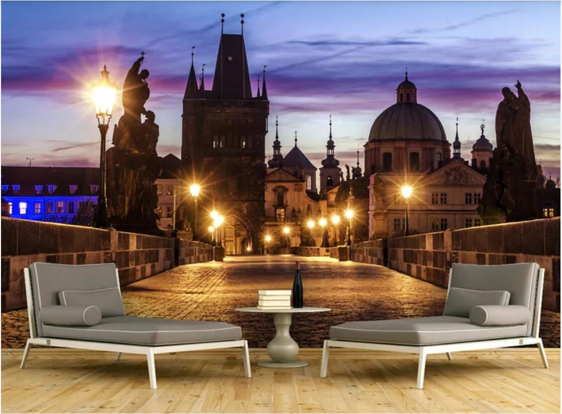 3d room wallpaper custom photo mural Retro nostalgic European and American city night scene wall decoration painting wallpaper for walls 3 d