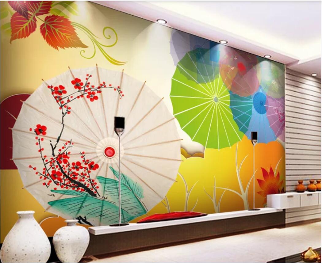 3d room wallpaper custom photo mural Simple colorful colorful umbrella oil paper umbrella wall art canvas pictures wallpaper for walls 3 d