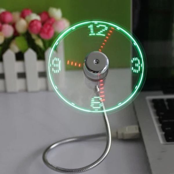 Adjustable Mini USB Fan portable Office Desk gadgets Flexible Gooseneck Time LED Clock Fan Cool For laptop PC Notebook real Time Display