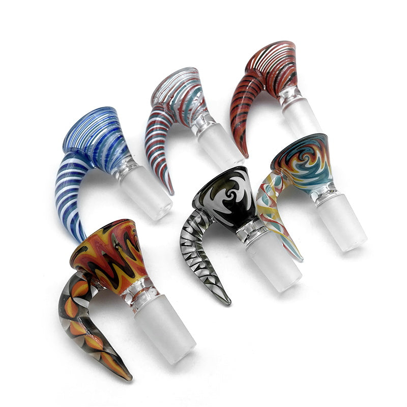 14mm 18mm Male Wig Wag Glass Bowls With Handle Colored Smoking Bong Bowls Piece For Tobacco Glass Water Pipes Bongs Dab Rigs