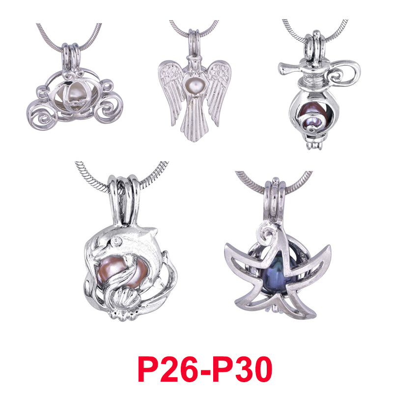 Hot selling 300 designs Pearl Cage Pendant Necklace Love Wish Natural Pearl With Oyster Pearl Mix Design