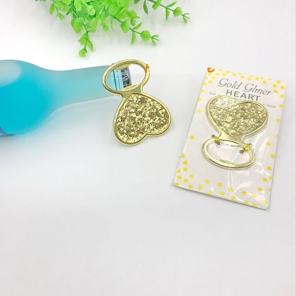 Gold Glitter Heart Shaped Bottle Opener Wedding Party Favors Bridal Shower Giveaways Free Shipping Wholesale W9954