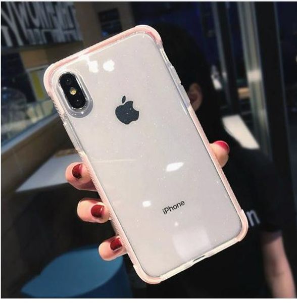 Glitter Powder Phone Case For iPhone XS Max XS X Shockproof Transparent Soft TPU Bling Cover for iPhone 7 6 S 8 Plus Case