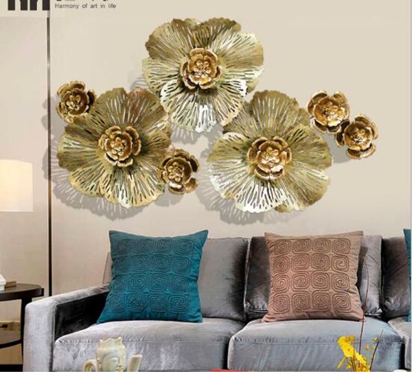 Chinese iron Decorative Plates modern three-dimensional decoration wall hanging creative home background Faux Floral