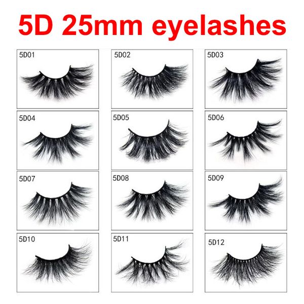 5D 25mm eyelashes 17 Styles Long Dramatic 25mm Long Thick eyeLashes Handmade False Eyelash Eye Makeup 2pcs =1pair fast ship