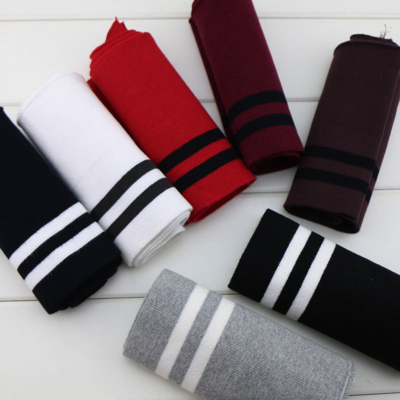 Fine striped cotton elastic knitted collar cuff waistband ribbon trimmed sweater fabric sweater baseball accessories
