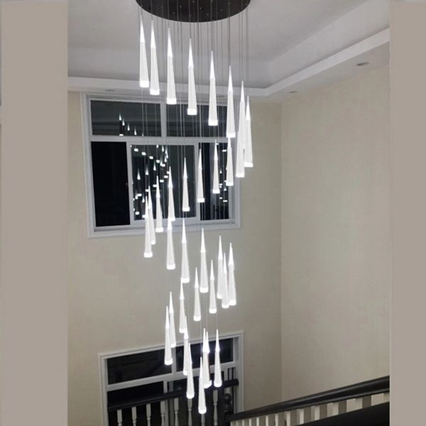 led Modern Staircase Chandelier Ceiling Interior Lighting Long Stair Chandelier Hanging Lamp Suspended Chandeliers luminaire light