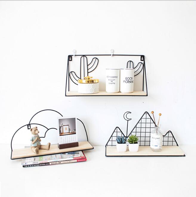 Scandinavian cactus wall shelf Storage Holders living room decoration perforation-free hanging artifacts