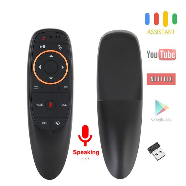 G10S Voice Air Mouse with USB 2.4GHz Wireless 6 Axis Gyroscope Microphone IR Remote Control For Android tv Box, Laptop, PC