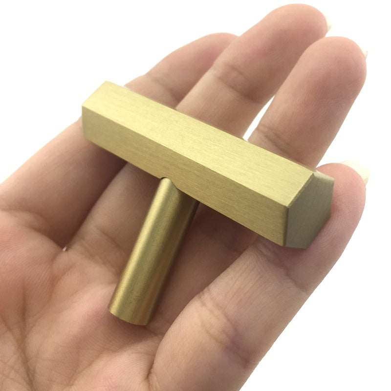 Hexagon Brushed Brass Cabinet Drawer Knobs and Pulls Gold Tbar Kitchen Dresser Furniture Cupboard Door Gold Knob Handles