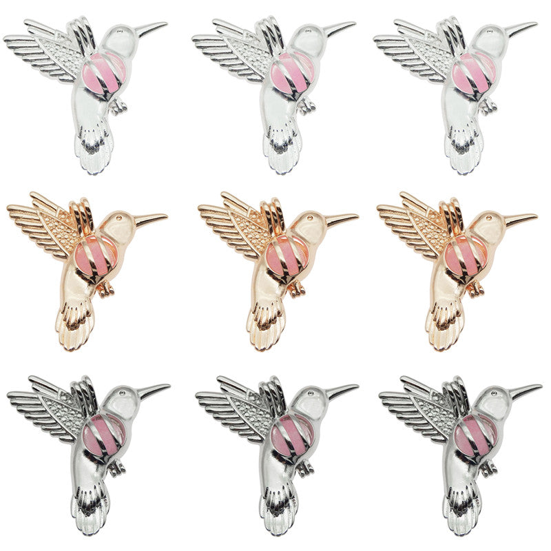 10pcs Trendy bird Oyster Pearl Cage Locket Pendants Animal Aromatherapy Essential Oil Diffuser Necklace Locket For DIY Jewelry